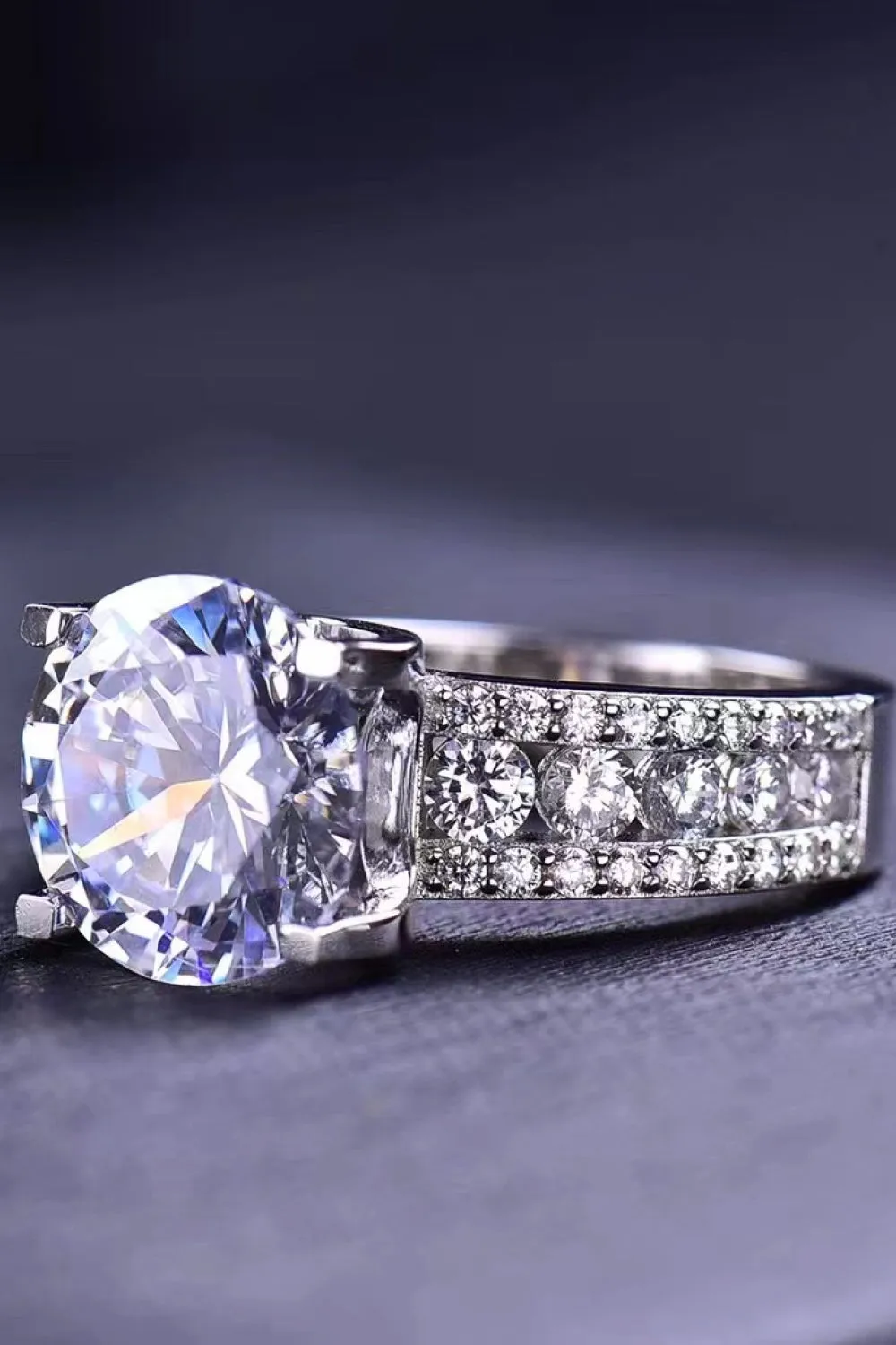 Platinum-Plated 5 Carat Moissanite Side Stone Ring sold by Charming Charlie product image thumbnail 3