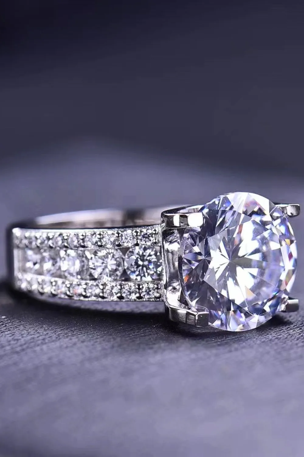 Platinum-Plated 5 Carat Moissanite Side Stone Ring sold by Charming Charlie product image thumbnail 4