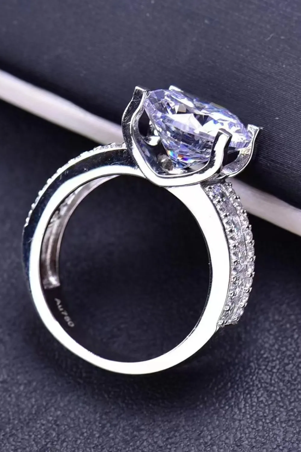 Platinum-Plated 5 Carat Moissanite Side Stone Ring sold by Charming Charlie product image thumbnail 5