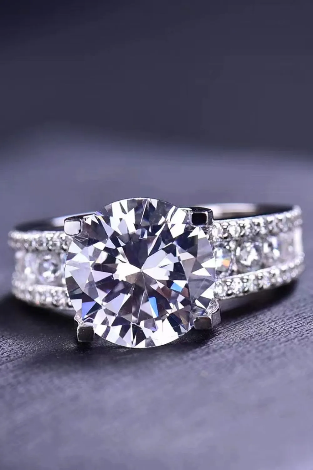 Platinum-Plated 5 Carat Moissanite Side Stone Ring sold by Charming Charlie product image thumbnail 2