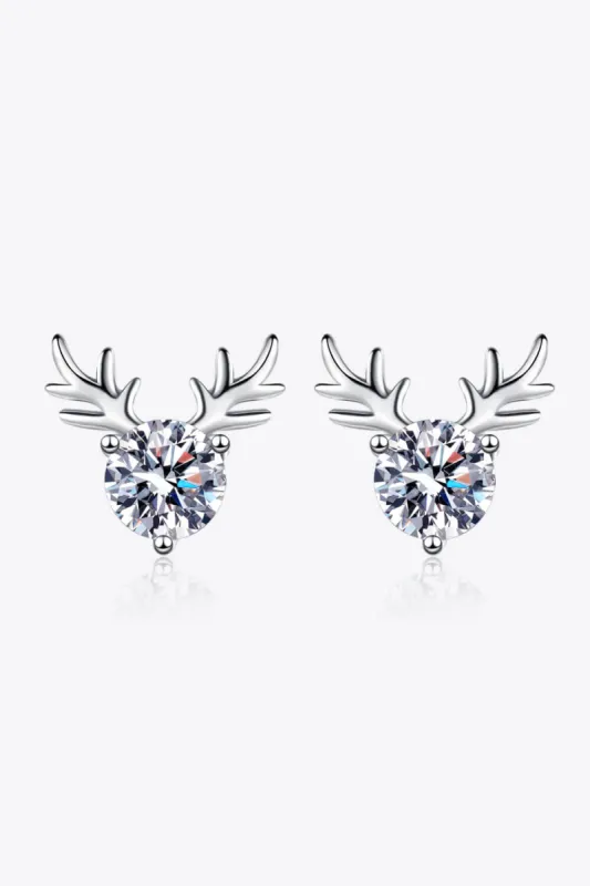 925 Sterling Silver Reindeer-Shaped Moissanite Earrings sold by Charming Charlie
