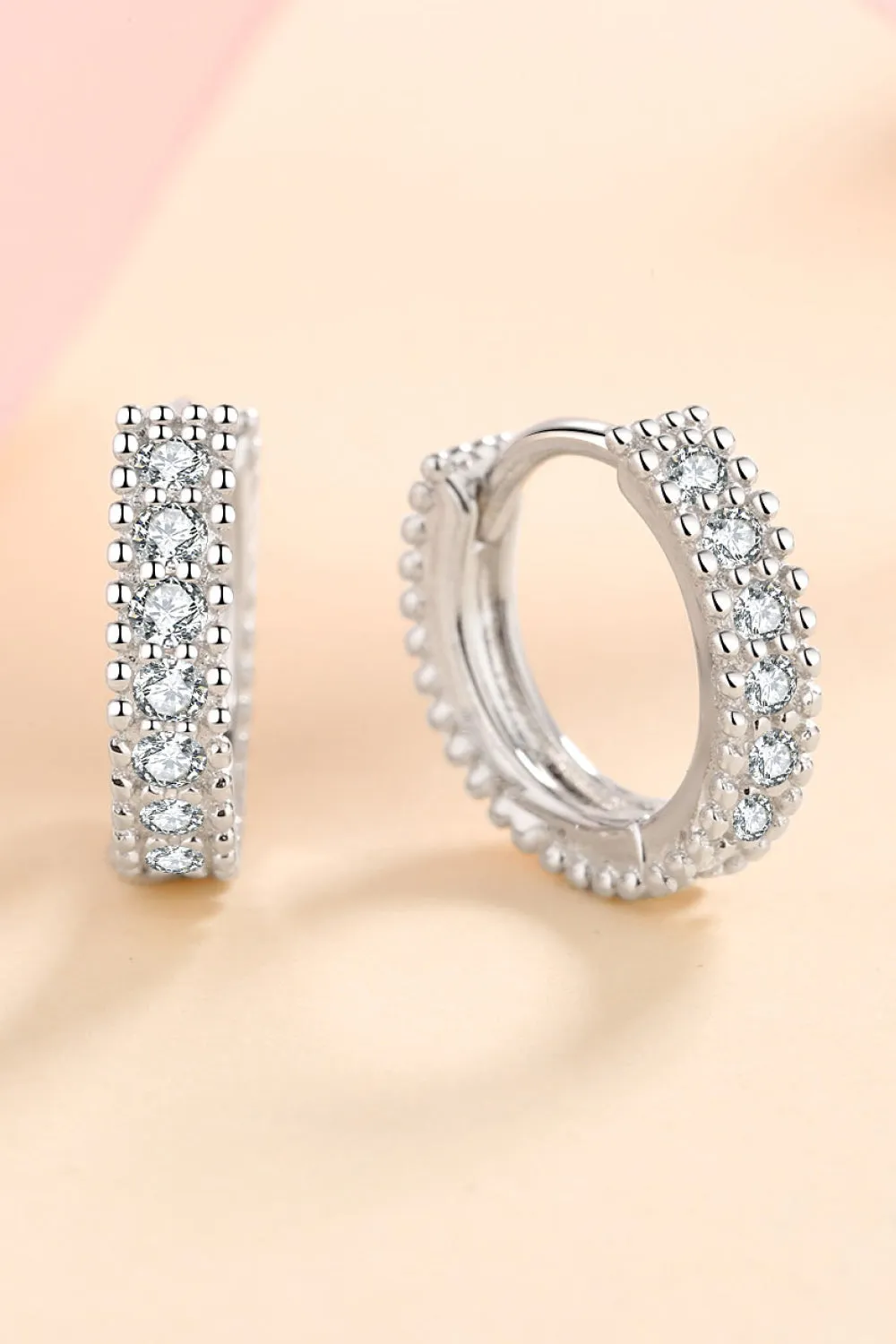 925 Sterling Silver Inlaid Moissanite Huggie Earrings sold by Charming Charlie product image thumbnail 4