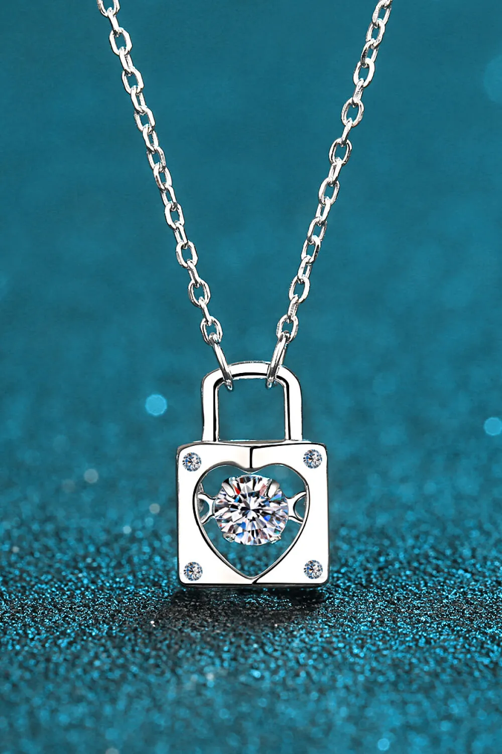 Adored Moissanite Lock Pendant Necklace sold by Charming Charlie
