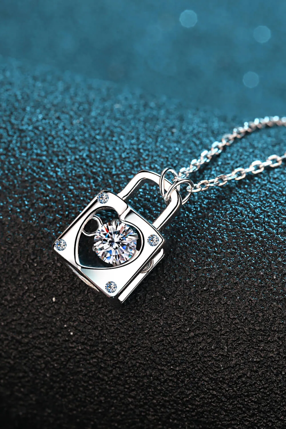 Adored Moissanite Lock Pendant Necklace sold by Charming Charlie product image thumbnail 2