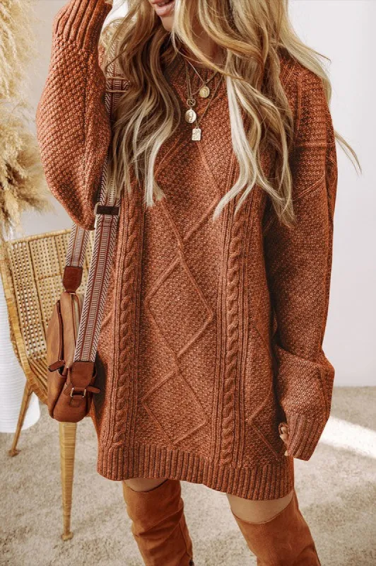 Women Knit Drop Shoulder Loose Fit Sweater Dress sold by Charming Charlie