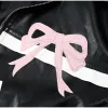 Faux leather bow biker jacket sold by Charming Charlie