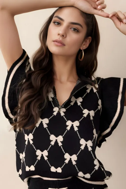 Bow Half Zip Sweater Vest sold by Charming Charlie
