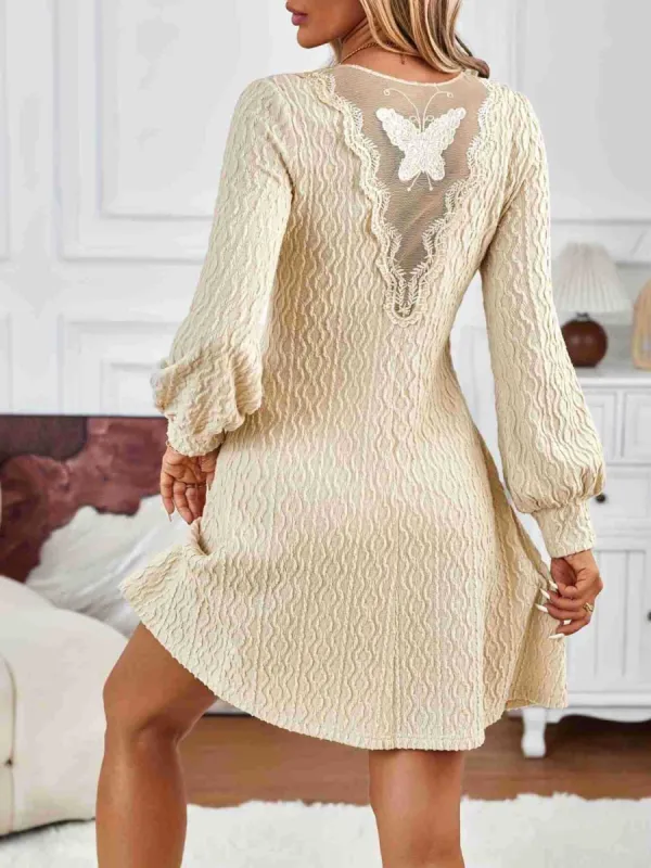 Lace Detail V-Neck Long Sleeve Dress sold by Charming Charlie