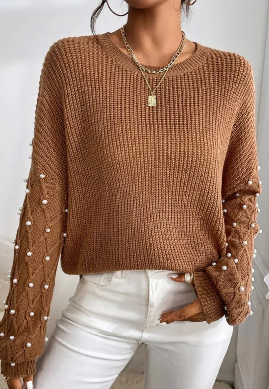 Pearl Detail Round Neck Long Sleeve Sweater sold by Charming Charlie