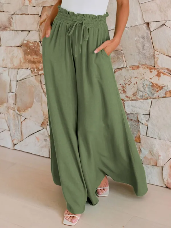 Drawstring Wide Leg Pants with Pockets sold by Charming Charlie
