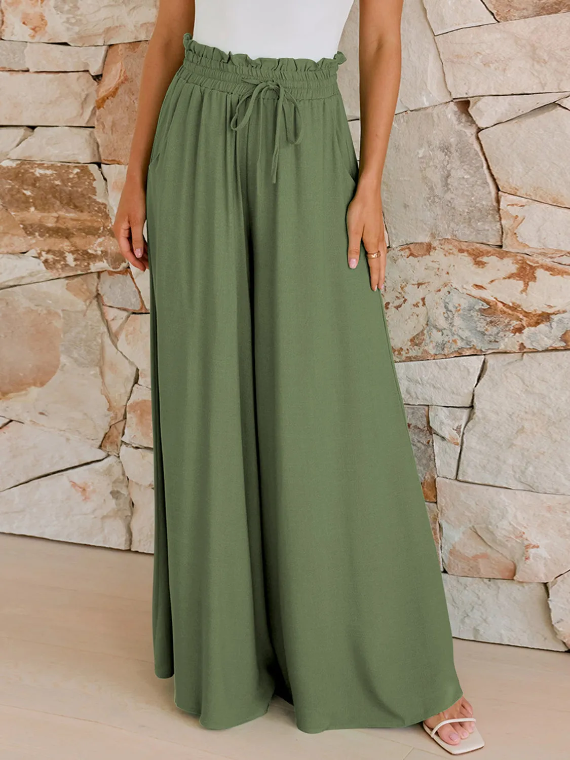 Drawstring Wide Leg Pants with Pockets sold by Charming Charlie product image thumbnail 2