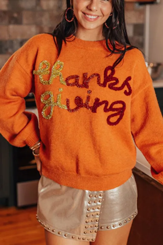 THANKSGIVING Round Neck Dropped Shoulder Sweater sold by Charming Charlie