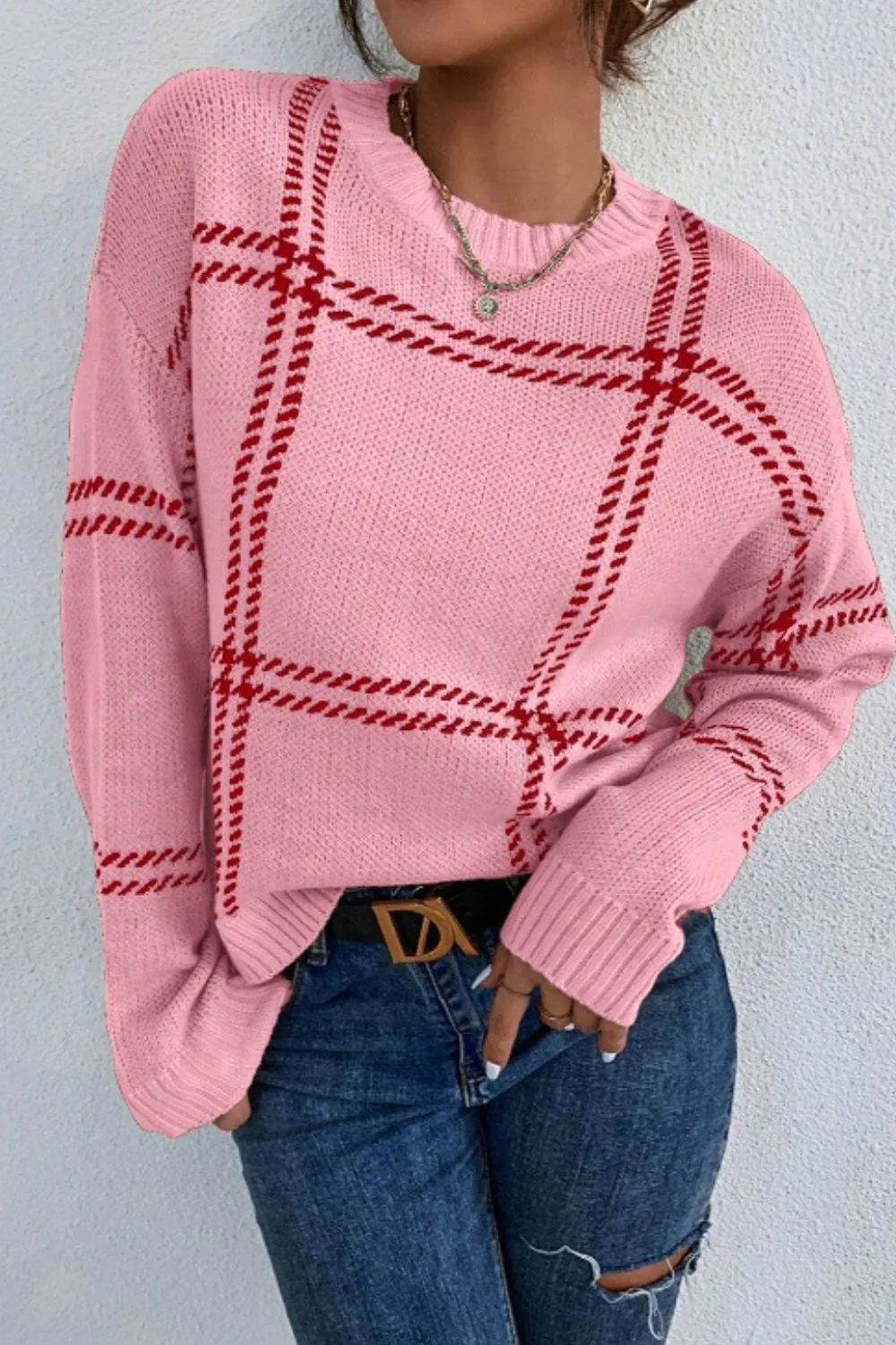 Contrast Round Neck Long Sleeve Sweater sold by Charming Charlie product image thumbnail 5