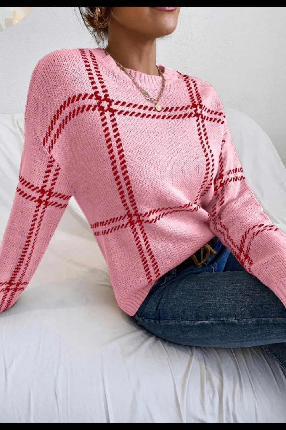 Contrast Round Neck Long Sleeve Sweater sold by Charming Charlie product image thumbnail 4