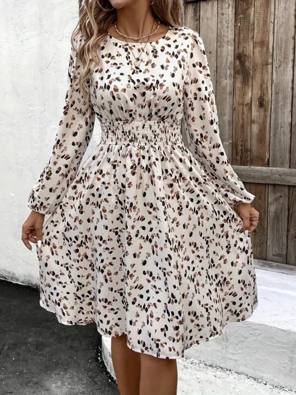 Printed Round Neck Long Sleeve Dress sold by Charming Charlie