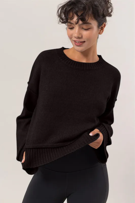 HYFVE Round Neck Dropped Shoulder Ribbed Sweater sold by Charming Charlie