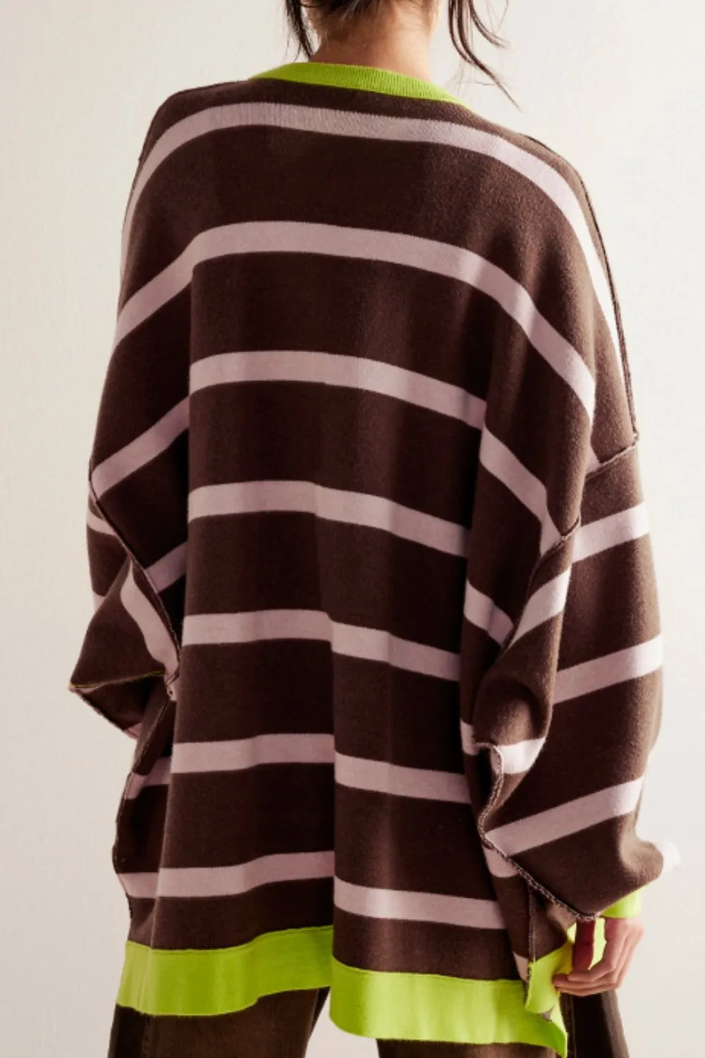 Contrast Stripes Button Down Long Sleeve Cardigan sold by Charming Charlie product image thumbnail 4