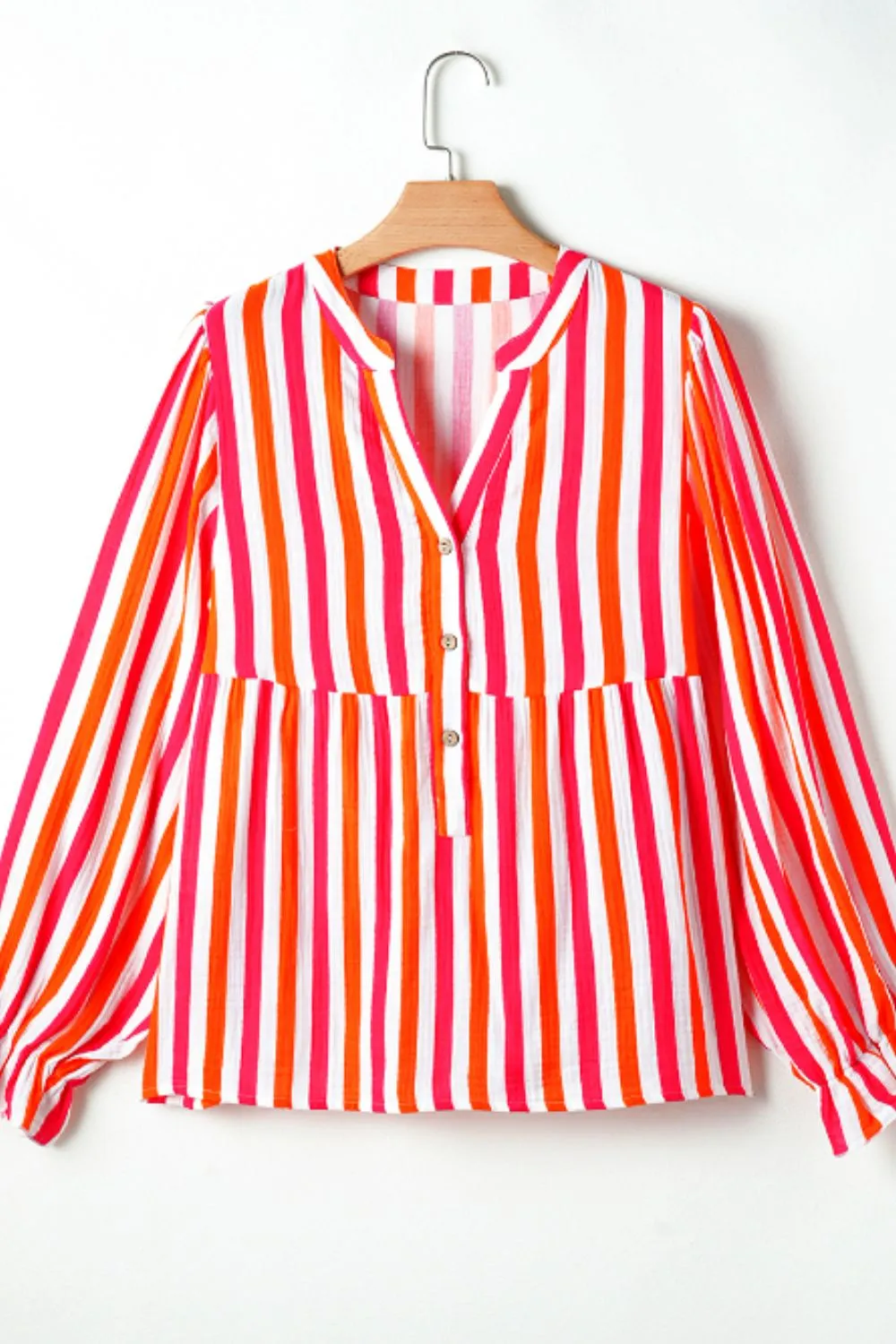 Striped Notched Flounce Sleeve Blouse sold by Charming Charlie product image thumbnail 4