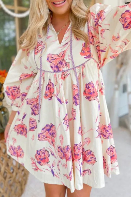 Tied Flower Printed Three-Quarter Sleeve Dress sold by Charming Charlie