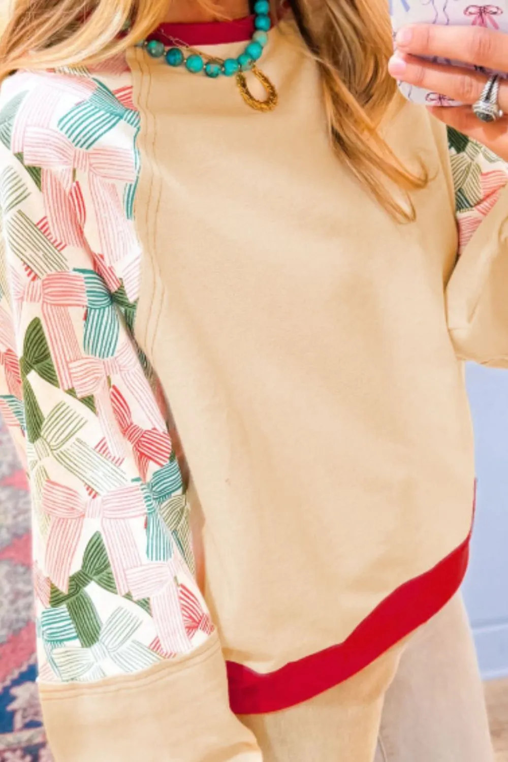 Printed Round Neck Long Sleeve Sweatshirt sold by Charming Charlie