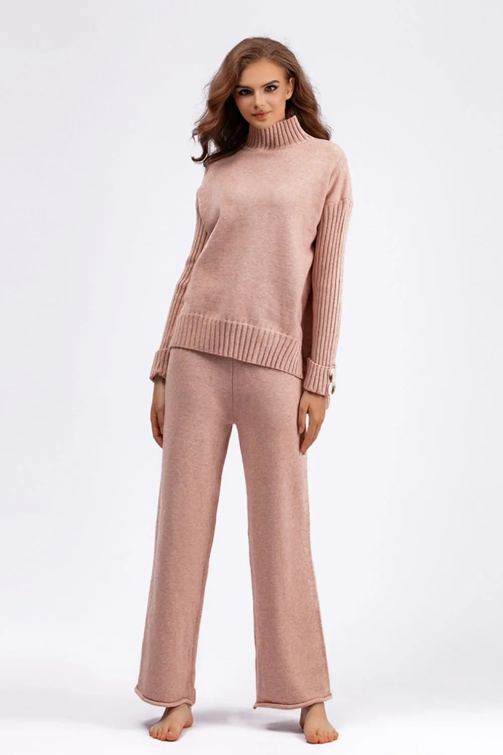 Basic Bae High- Low Turtleneck Long Sleeve Top and Pants Sweater Set sold by Charming Charlie product image thumbnail 4