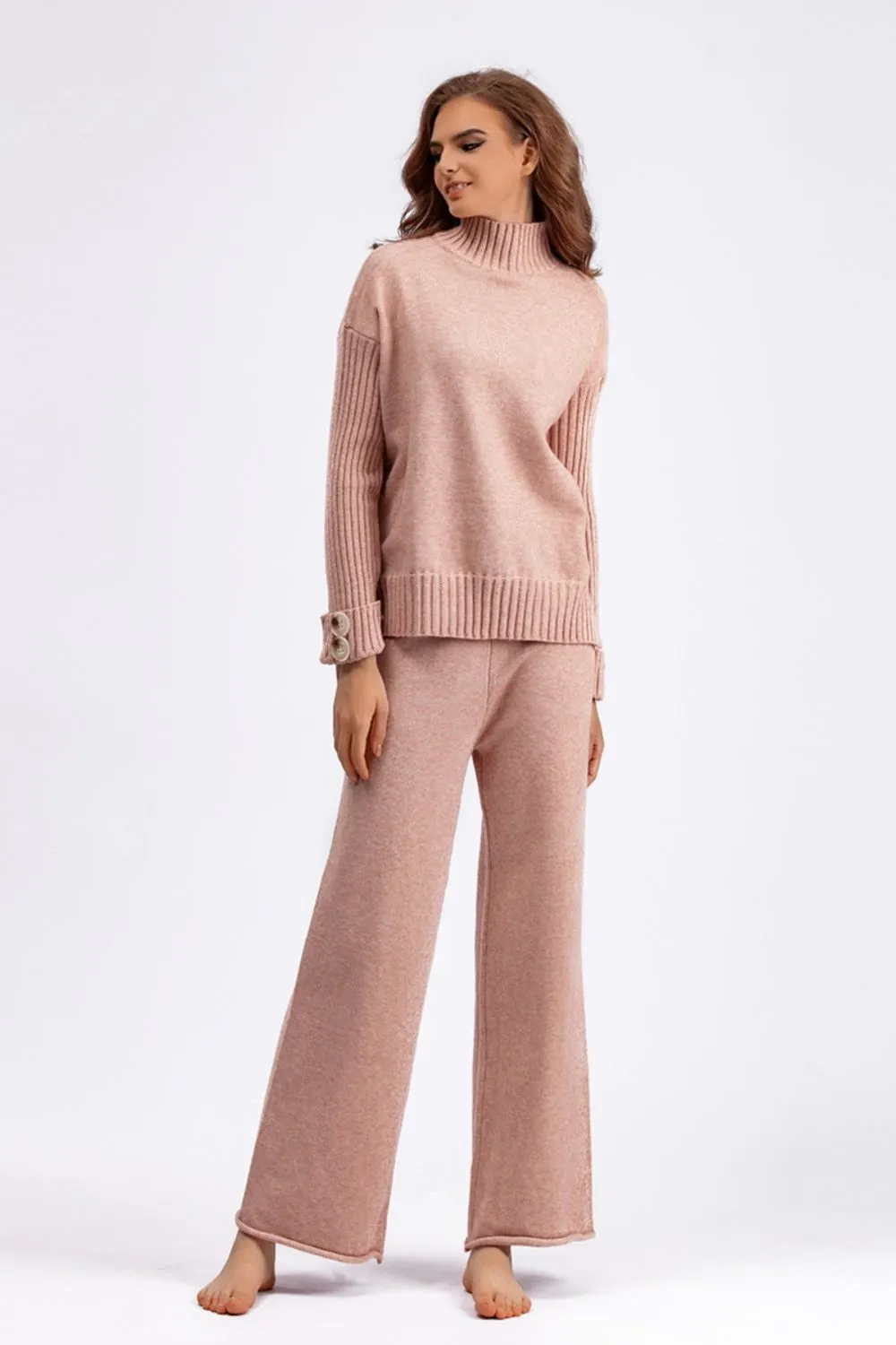Basic Bae High- Low Turtleneck Long Sleeve Top and Pants Sweater Set sold by Charming Charlie product image thumbnail 5