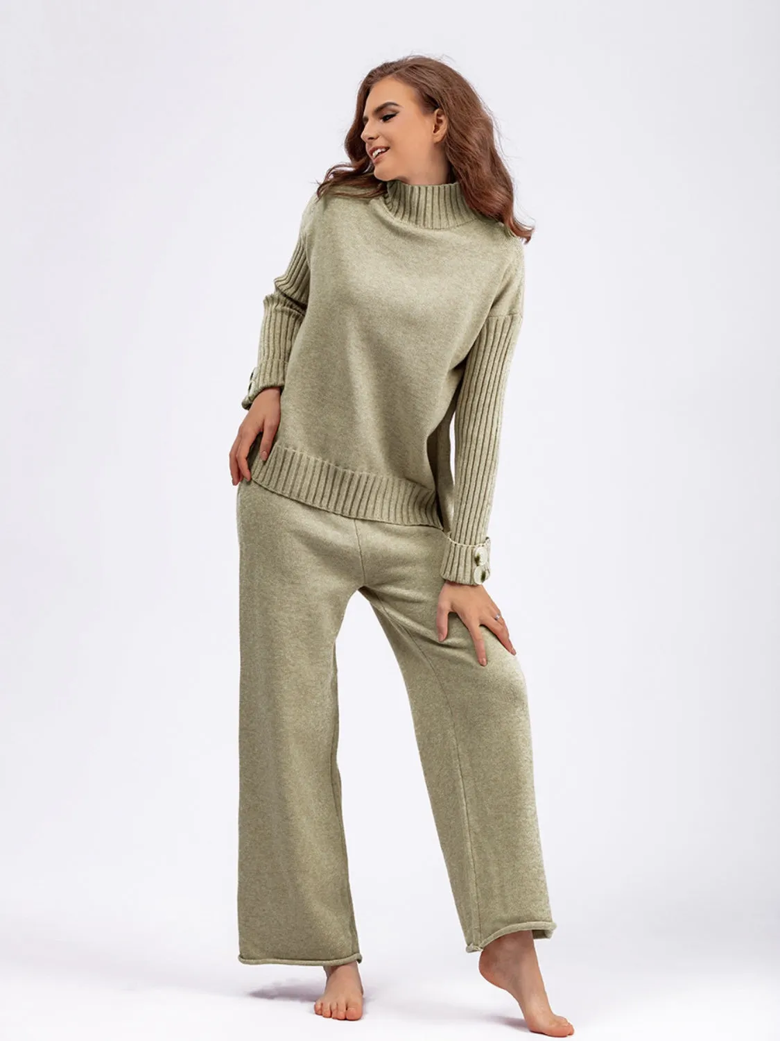 Basic Bae High- Low Turtleneck Long Sleeve Top and Pants Sweater Set sold by Charming Charlie product image thumbnail 2