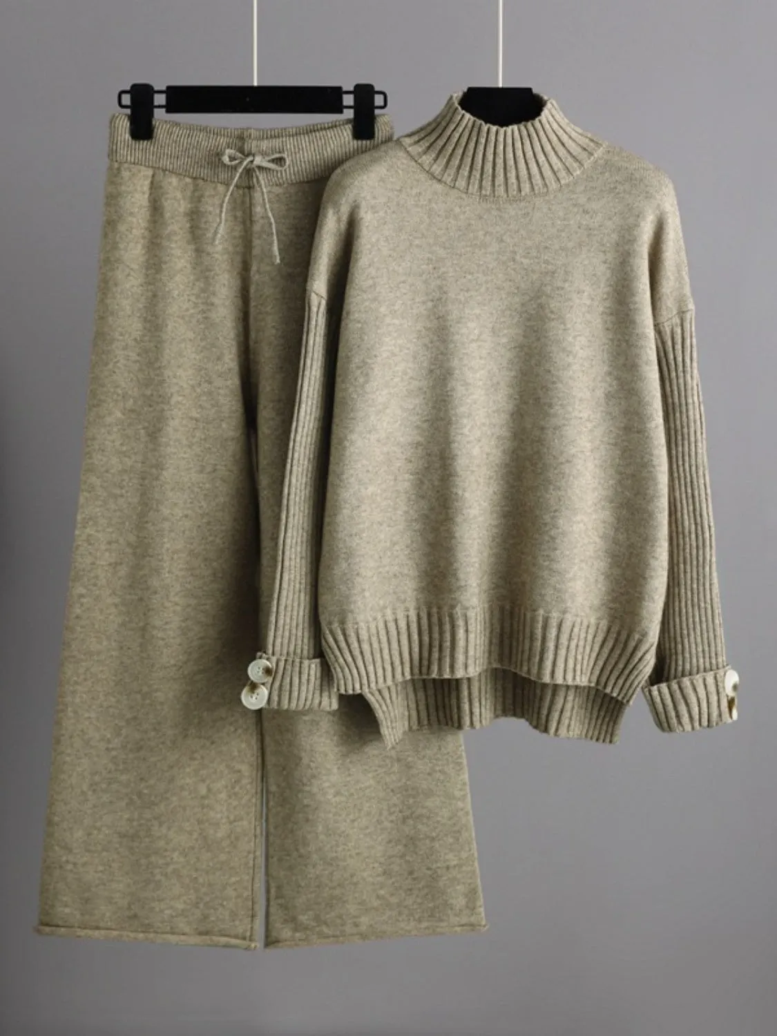 Basic Bae High- Low Turtleneck Long Sleeve Top and Pants Sweater Set sold by Charming Charlie product image thumbnail 3