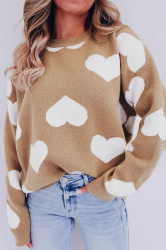 Heart Round Neck Long Sleeve Sweater sold by Charming Charlie
