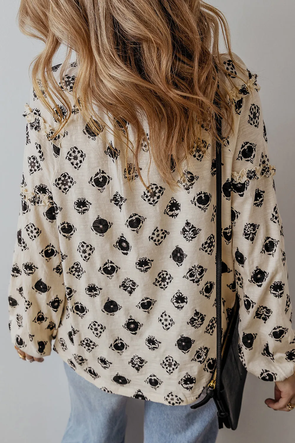 Printed Tie Neck Long Sleeve Blouse sold by Charming Charlie product image thumbnail 5