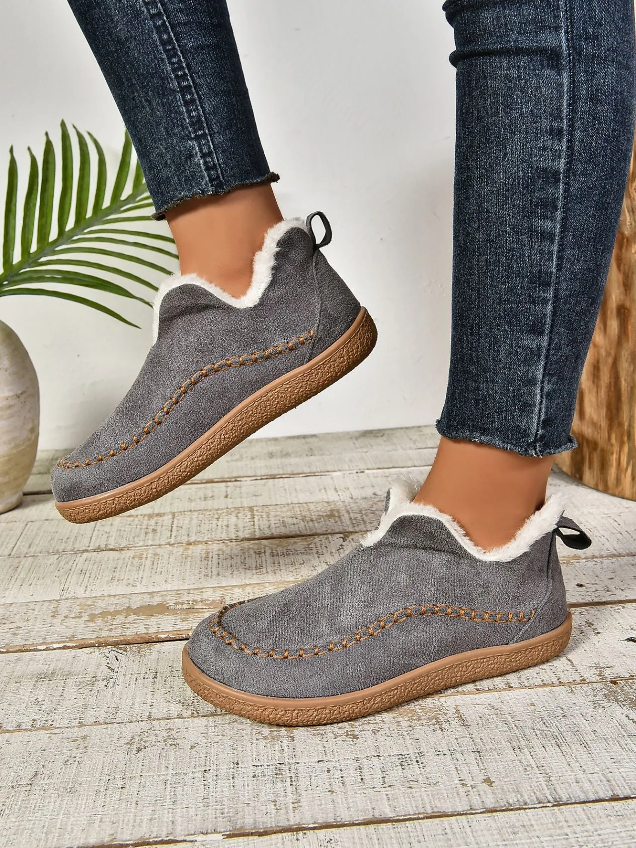 Faux Fur Round Toe Flat Sneakers sold by Charming Charlie product image thumbnail 3