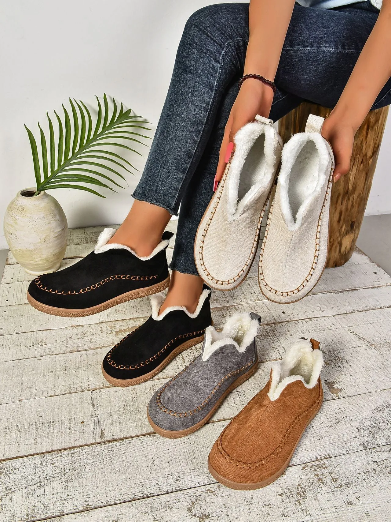 Faux Fur Round Toe Flat Sneakers sold by Charming Charlie