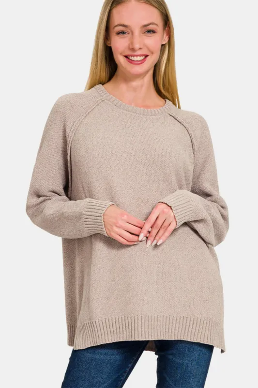 Zenana Side Slit Raglan Sleeve Sweater sold by Charming Charlie