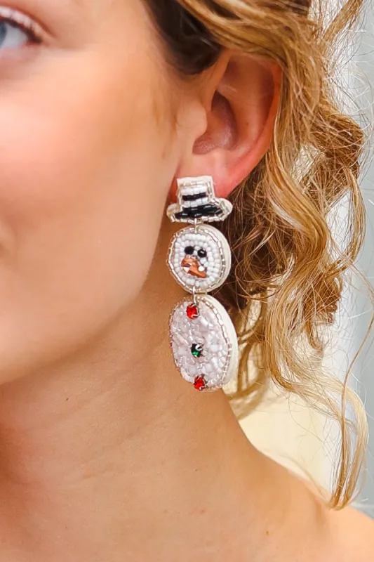 Snowman Beaded & Rhinestone Dangle Earrings sold by Charming Charlie