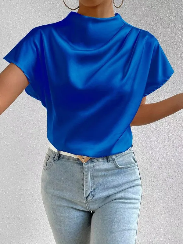 Mock neck satin blouse sold by Charming Charlie product image thumbnail 2