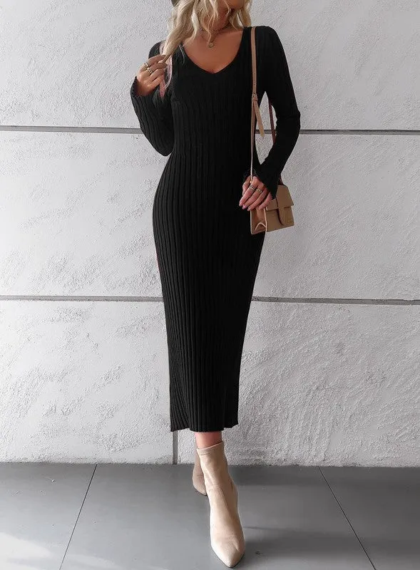 Ribbed long sleeve midi dress sold by Charming Charlie product image thumbnail 2