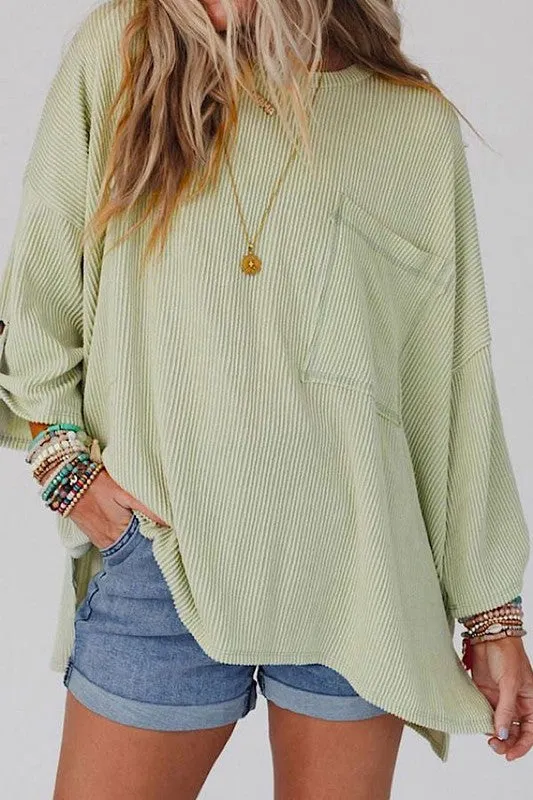 Ribbed oversized top sold by Charming Charlie