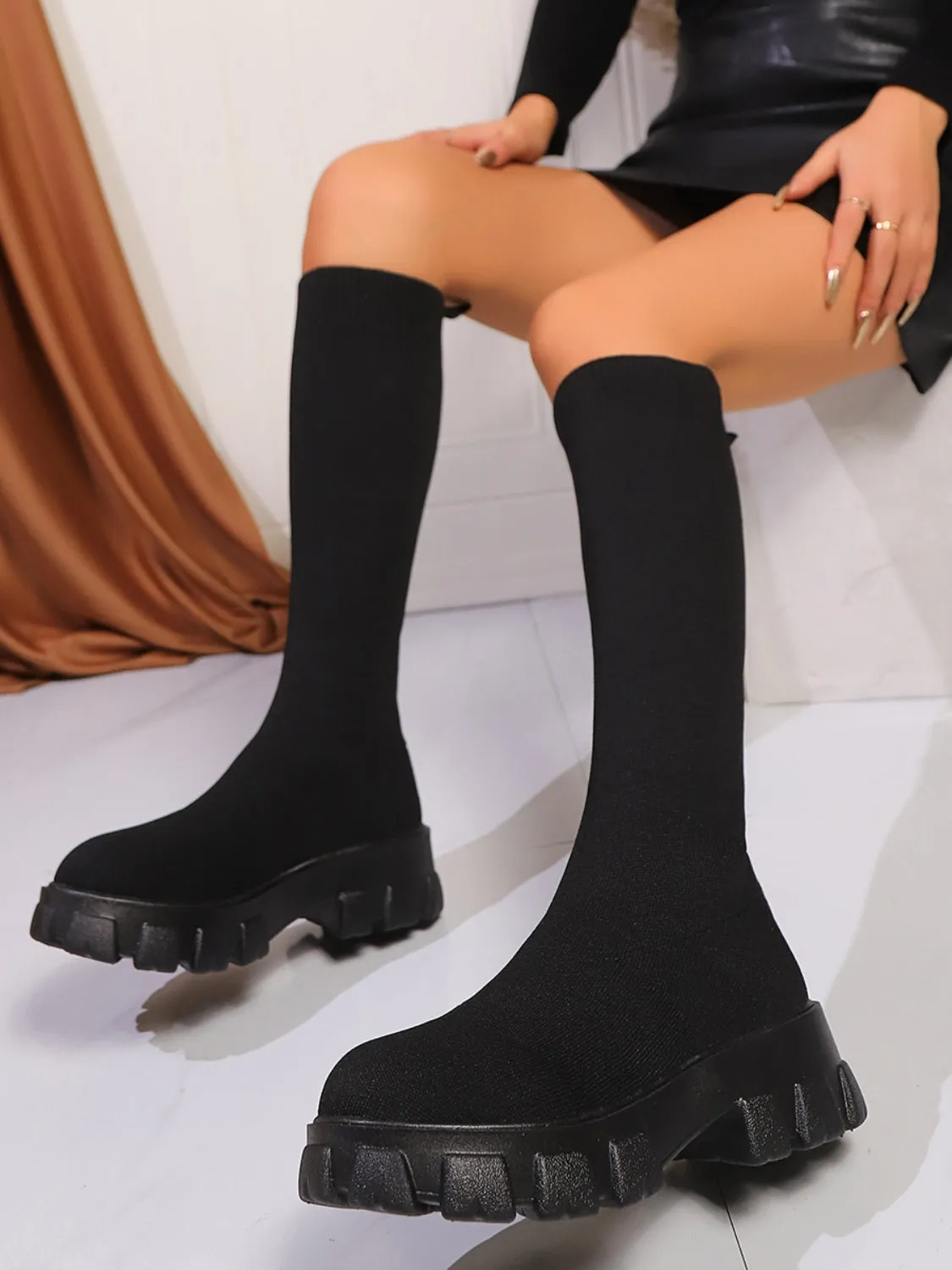 Round Toe Platform Woven Boots sold by Charming Charlie product image thumbnail 4