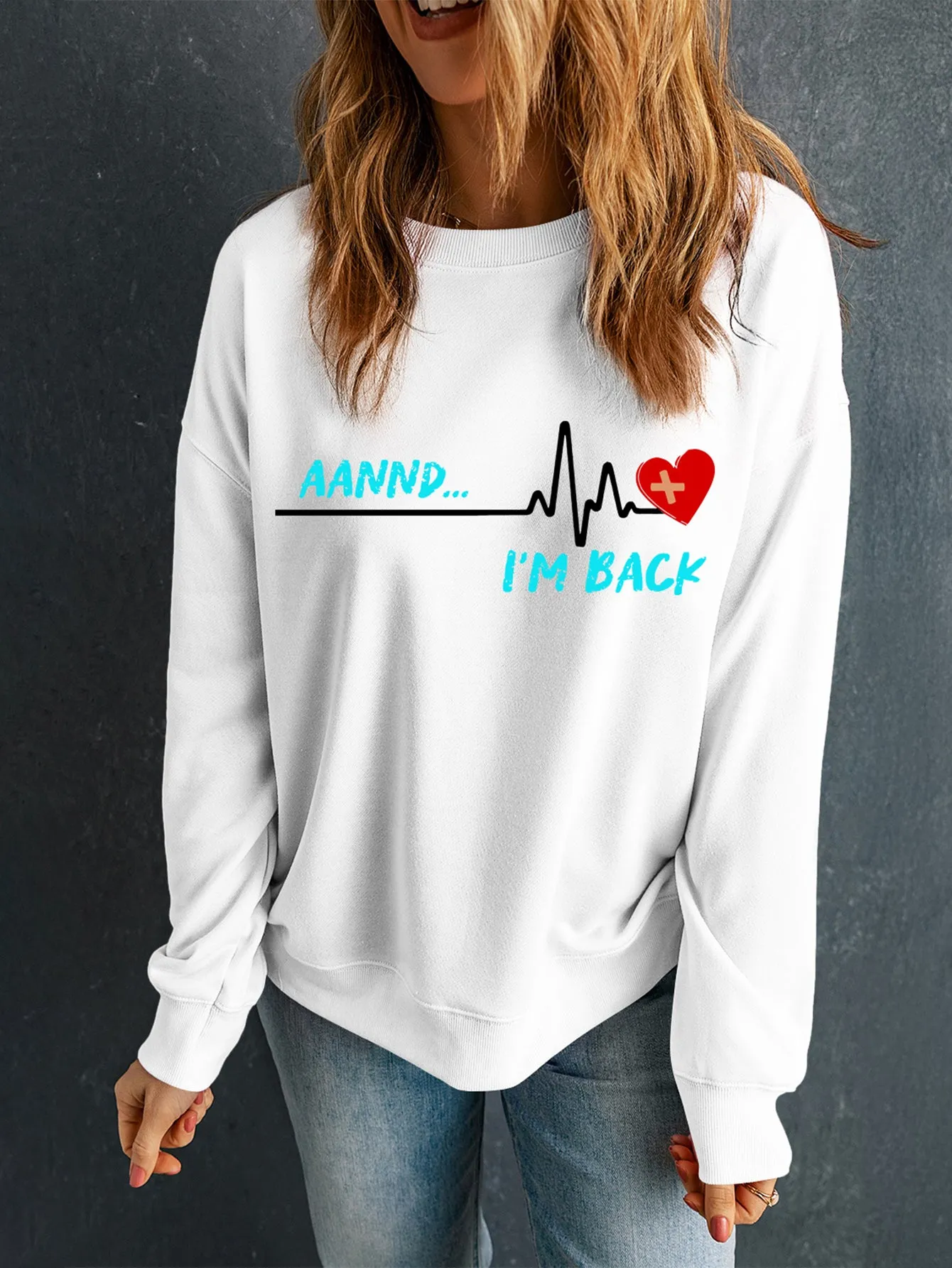 Graphic Round Neck Long Sleeve Sweatshirt sold by Charming Charlie product image thumbnail 2