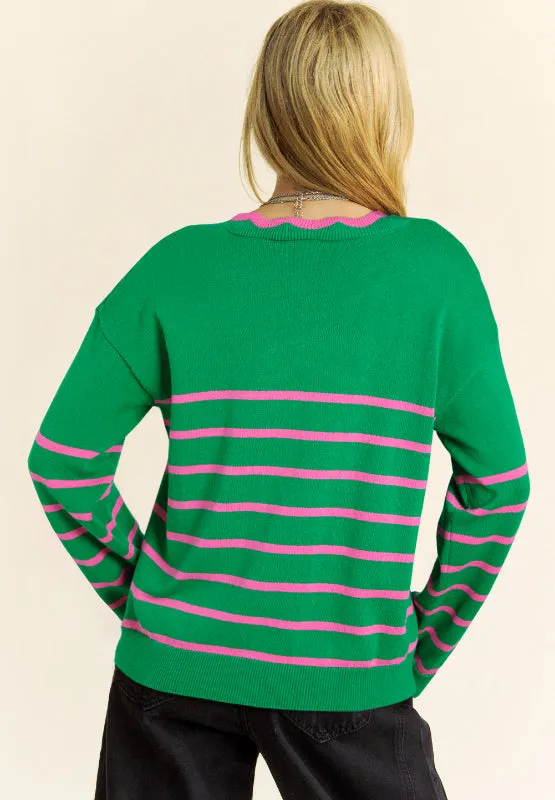 Bow Striped V-Neck Long Sleeve Cardigan sold by Charming Charlie product image thumbnail 2