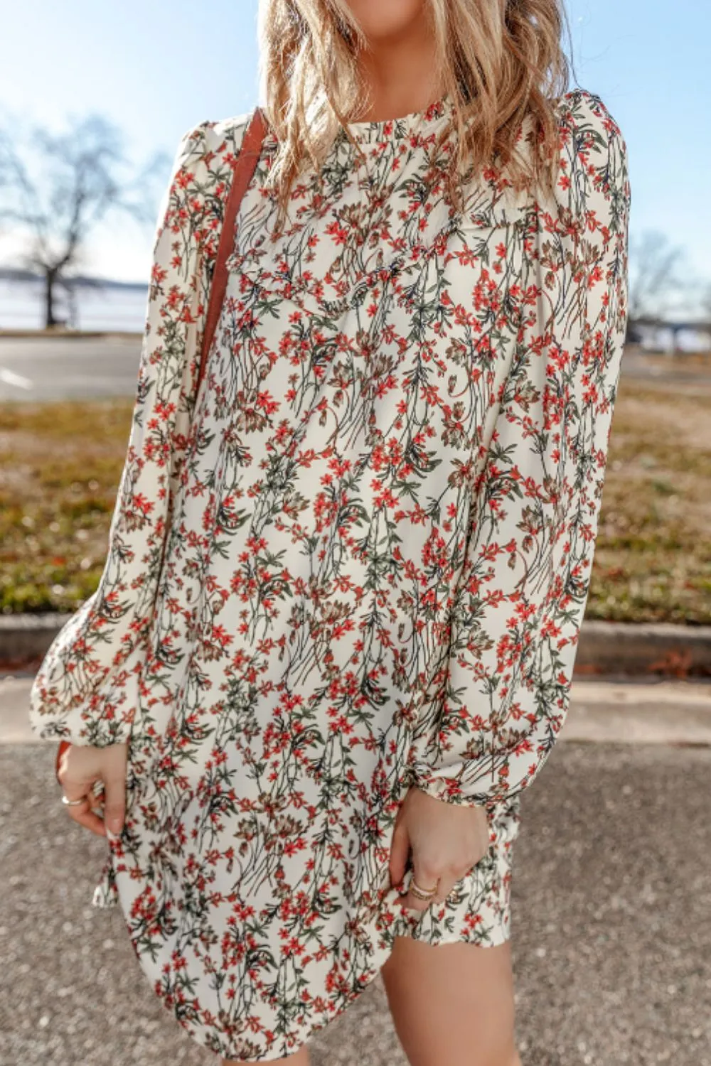 Floral Round Neck Long Sleeve Dress sold by Charming Charlie product image thumbnail 2