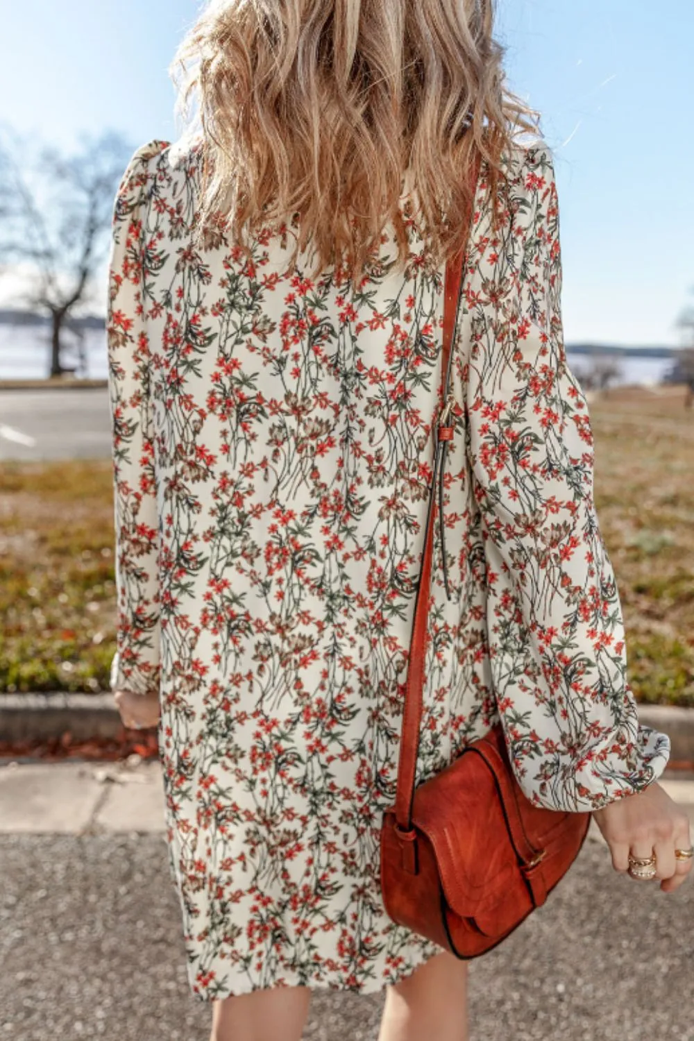 Floral Round Neck Long Sleeve Dress sold by Charming Charlie product image thumbnail 3