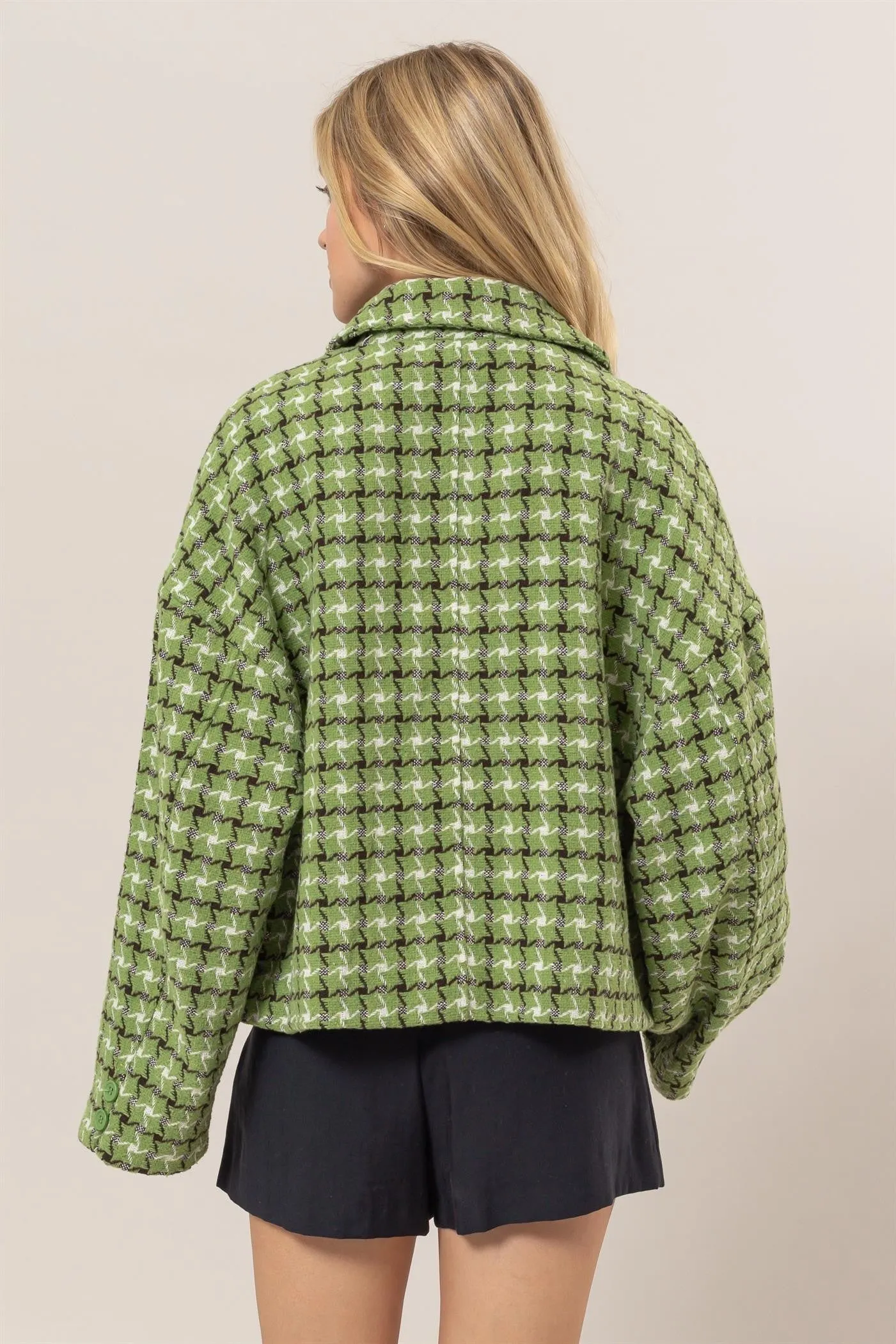 HYFVE Tweed Plaid Button Up Collared Neck Jacket sold by Charming Charlie product image thumbnail 2