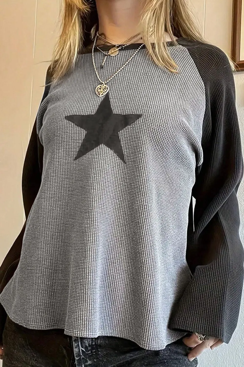 Star Round Neck Raglan Sleeve Top sold by Charming Charlie product image thumbnail 2