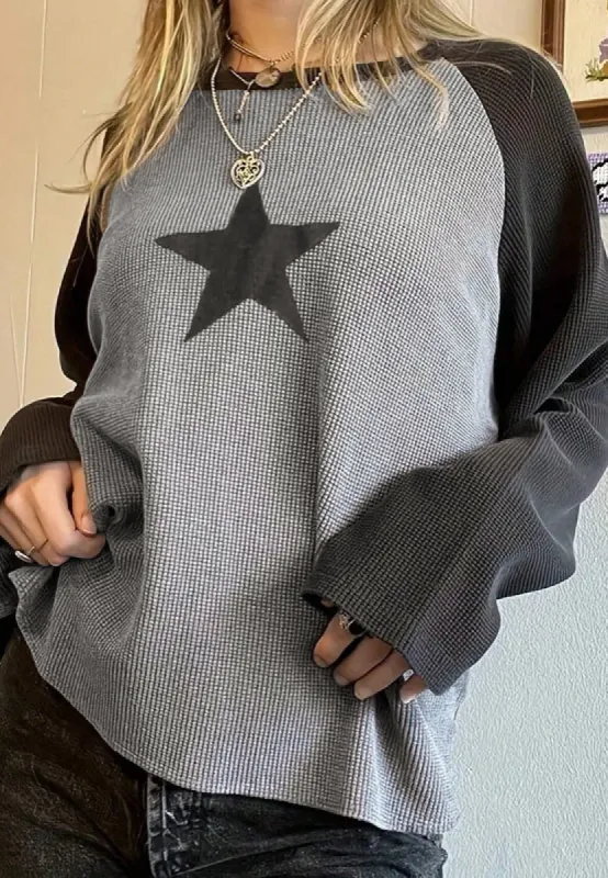 Star Round Neck Raglan Sleeve Top sold by Charming Charlie