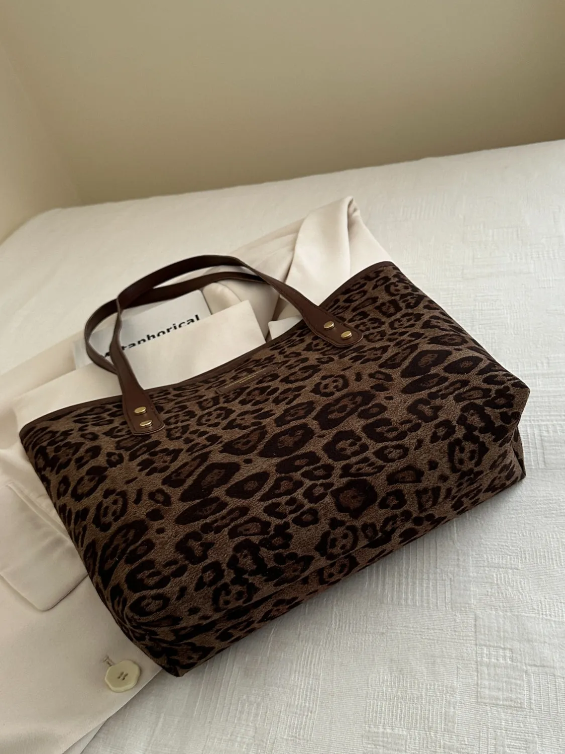 Leopard Polyester Tote Bag sold by Charming Charlie product image thumbnail 4