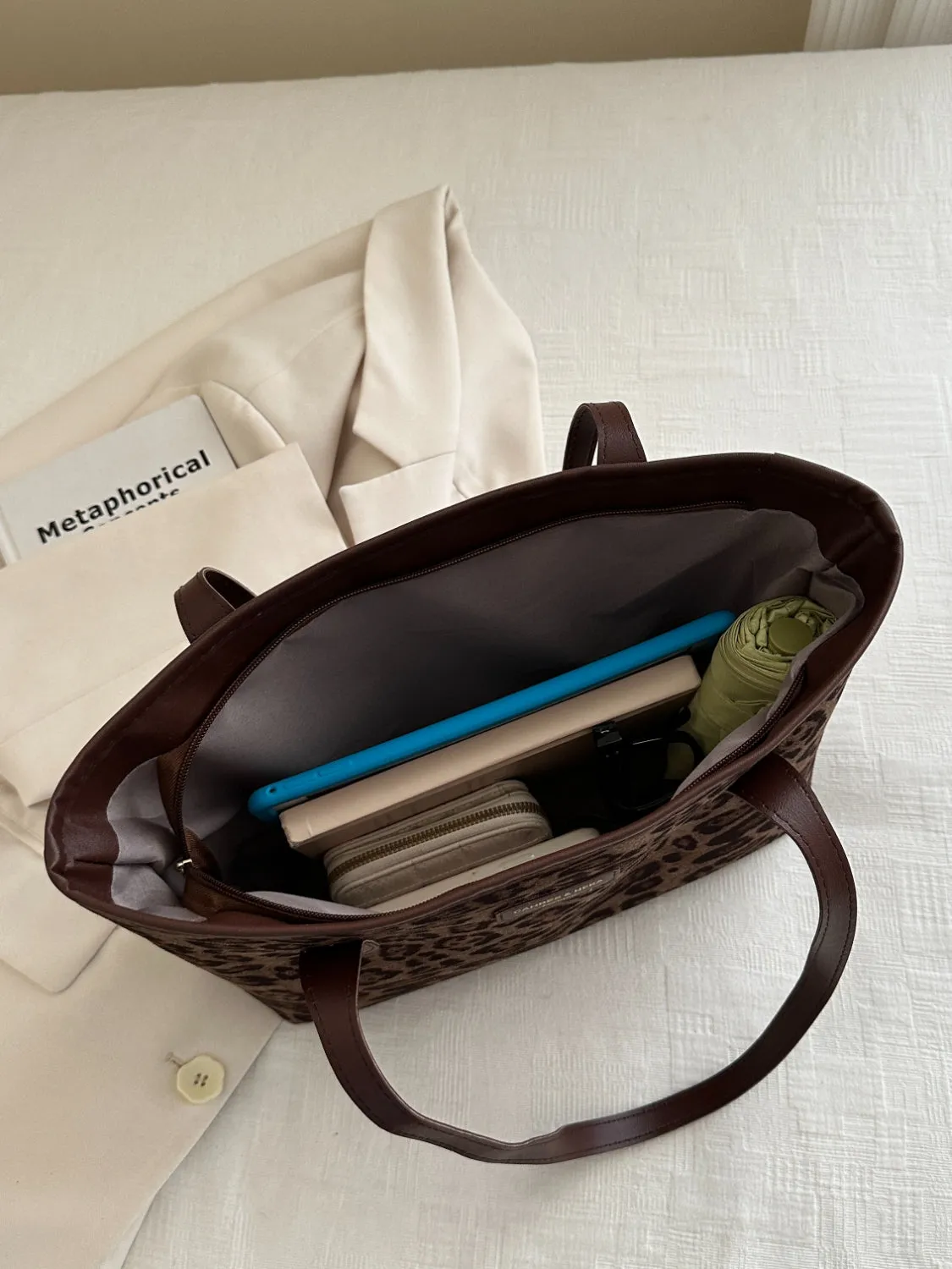 Leopard Polyester Tote Bag sold by Charming Charlie product image thumbnail 2