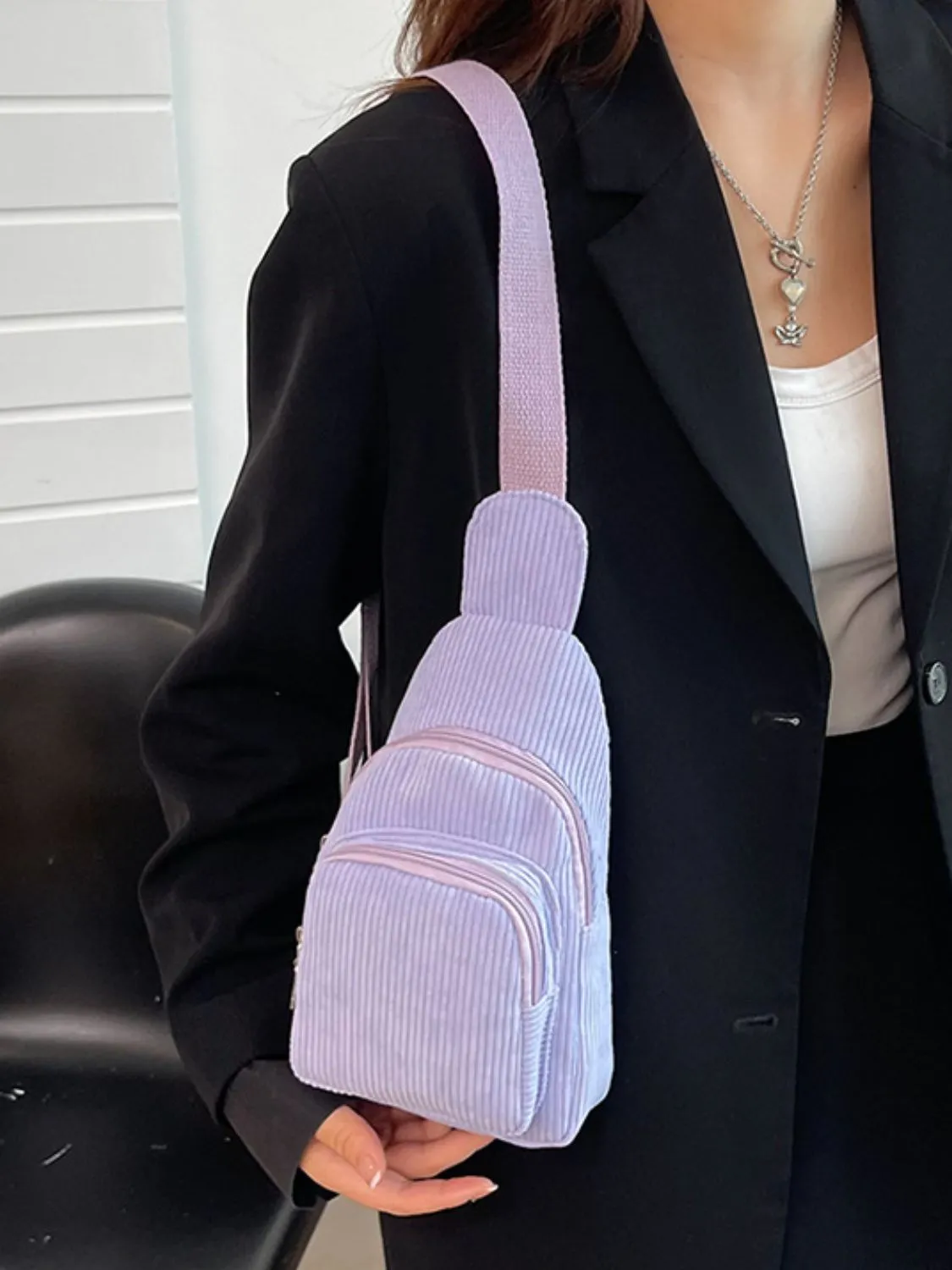 Corduroy Solid Color Crossbody Bag sold by Charming Charlie product image thumbnail 4