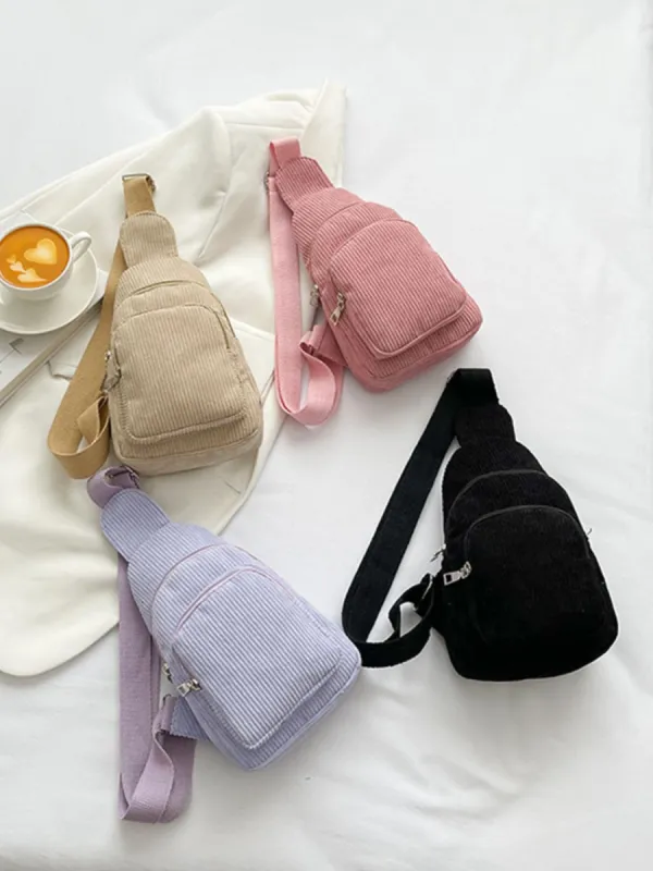 Corduroy Solid Color Crossbody Bag sold by Charming Charlie