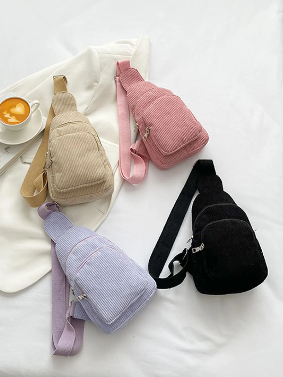 Corduroy Solid Color Crossbody Bag sold by Charming Charlie